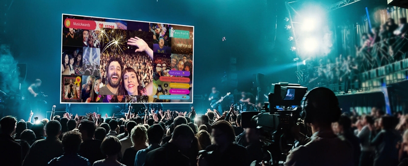 Solution photo digitale WeChain : projetez les photos de vos invités sur écran géant